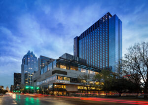 JW Marriott Austin exterior view at night