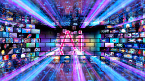 Video wall with small screens digital concept