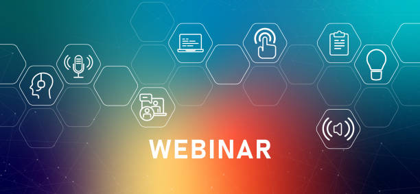 Webinar online seminars course e-learning training education in school corporation business conference vector