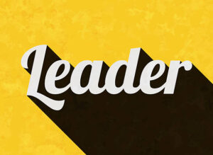 Leader Leader. Text in a trendy vintage style. Beautiful retro illustration with an old textured yellow paper and a black long shadow (colors used: yellow, white and black). Vector Illustration (EPS file, well layered and grouped). Easy to edit, manipulate, resize or colorize. Vector and Jpeg file of different sizes.