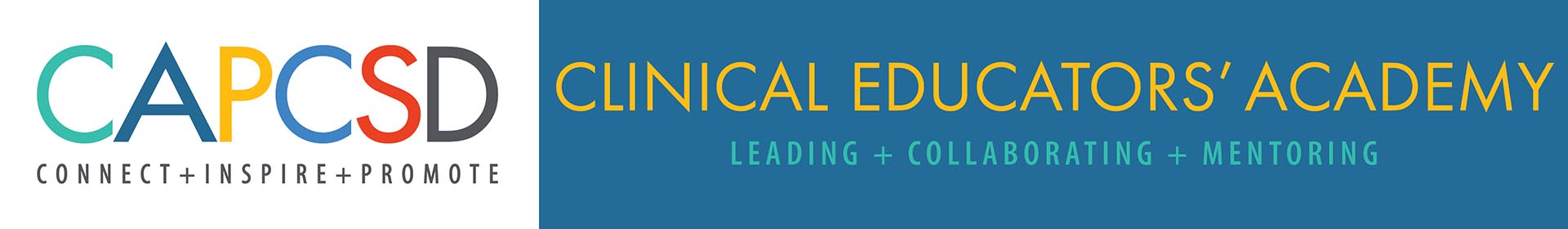 Banner with CAPCSD logo and Clinical Educators' Academy title