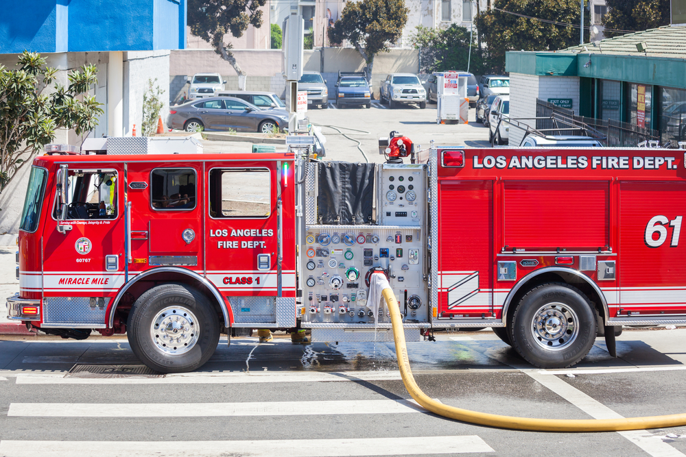 Los Angeles, California - Jul 29, 2017: Los Angeles fire truck in use