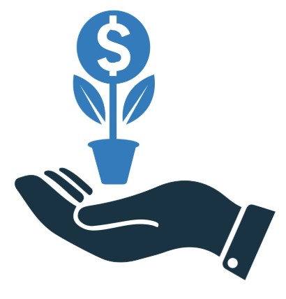 Grow Money and Hand Icon