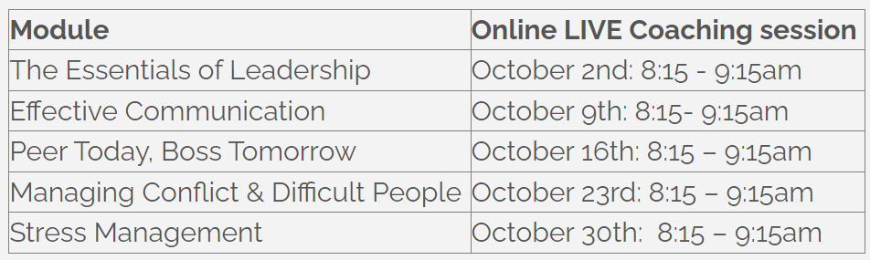 MATC Leadership Class Schedule