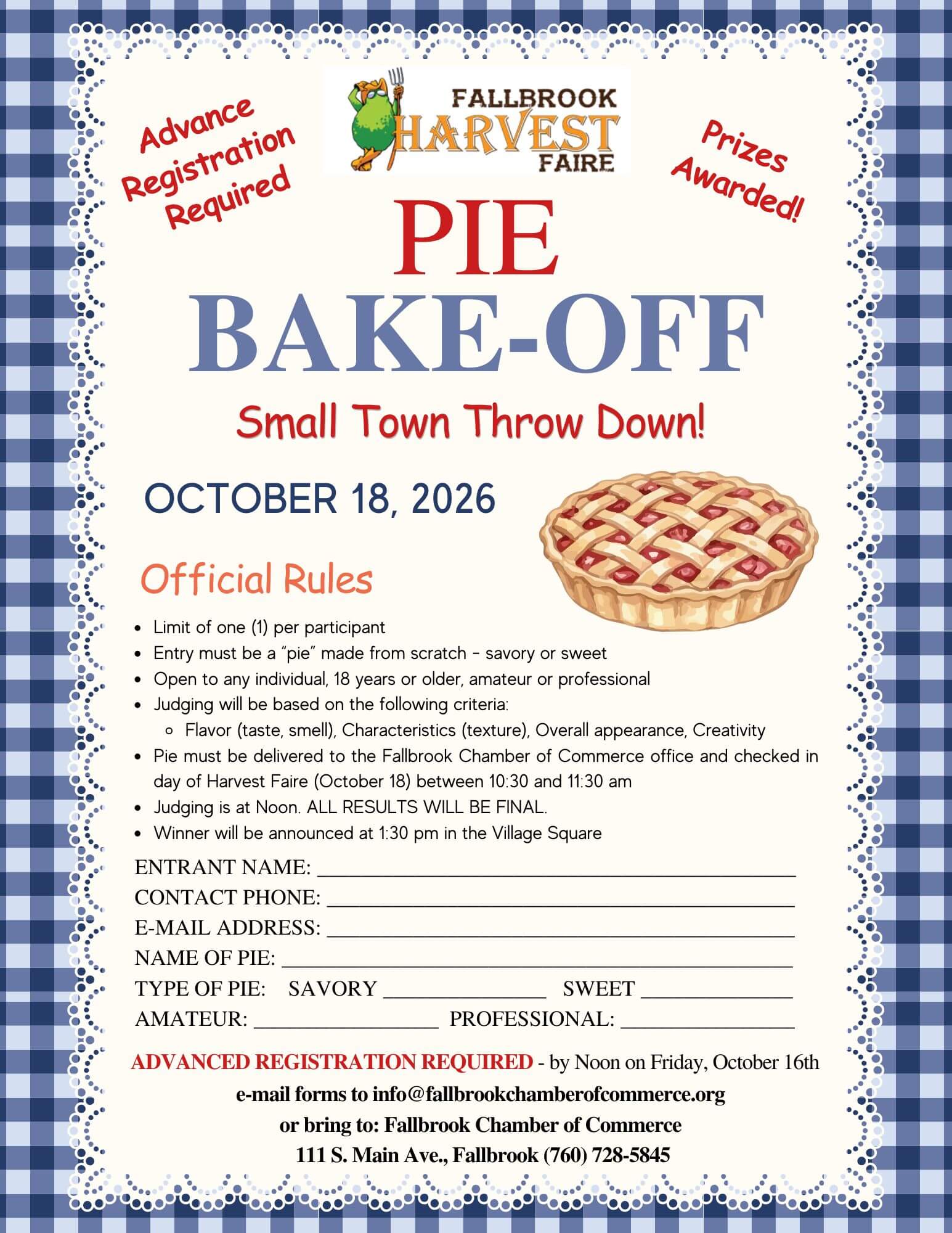 Pie Bake Off Contest 2026