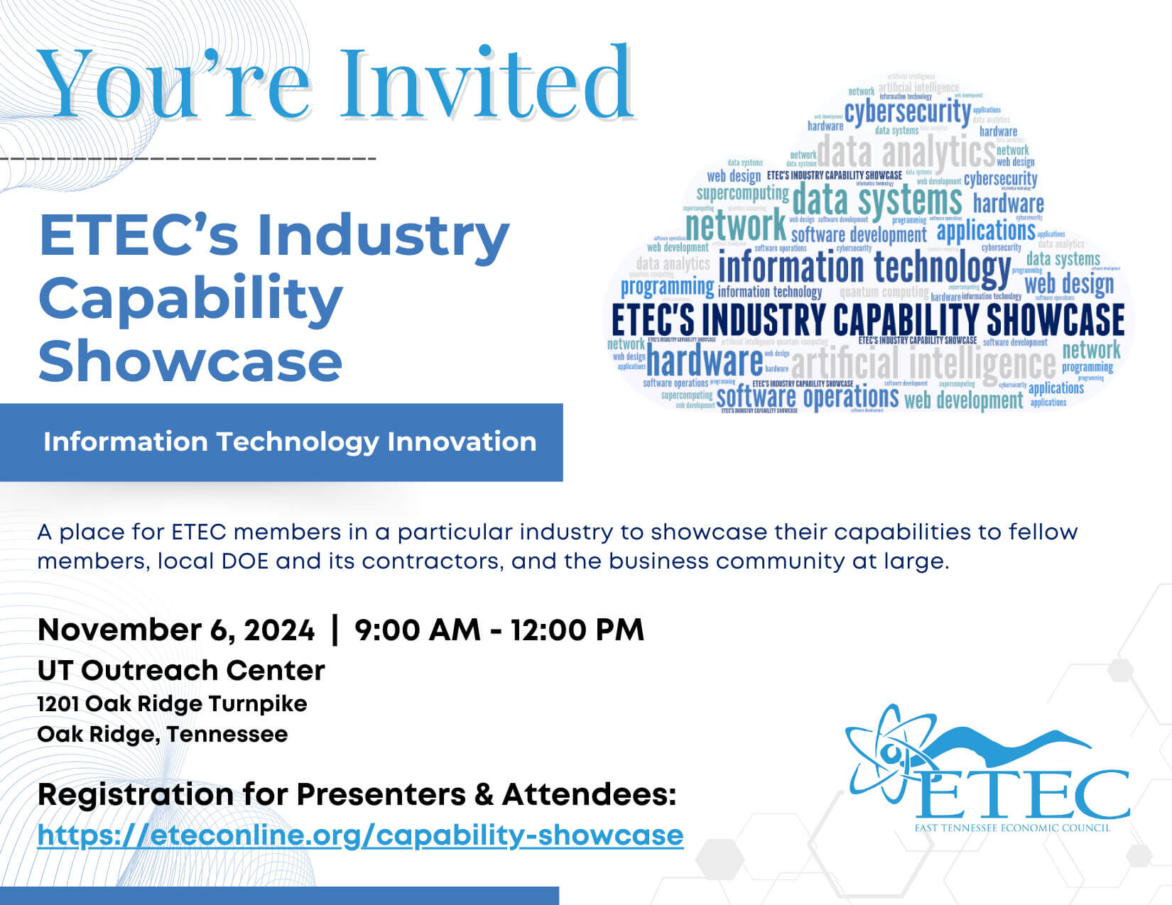 Invite to ETEC’s Industry Capability Showcase