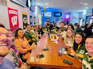 WAVE members gather for a Packer Game Viewing Party-Welcome New Members!