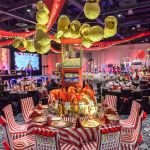 popcorn decorated table at chairman's ball