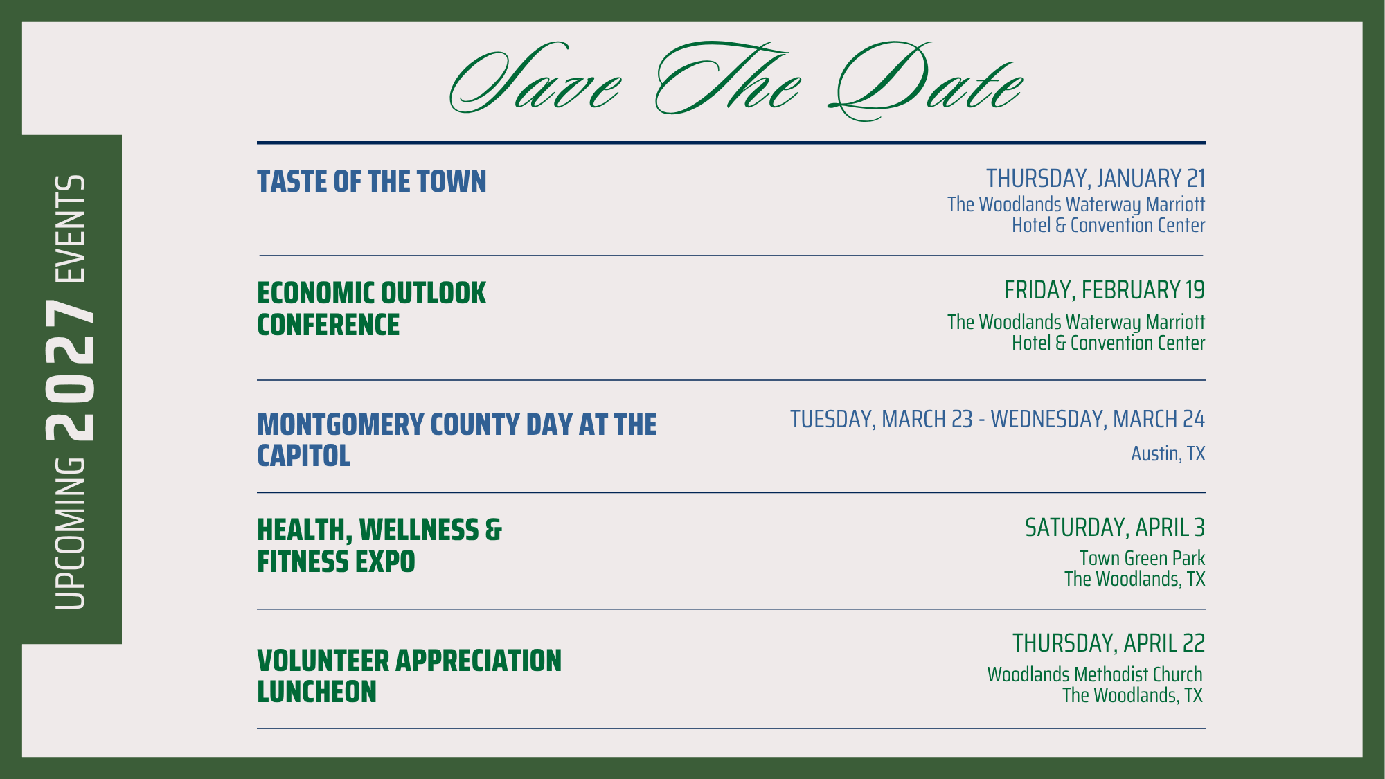 Upcoming Signature Events