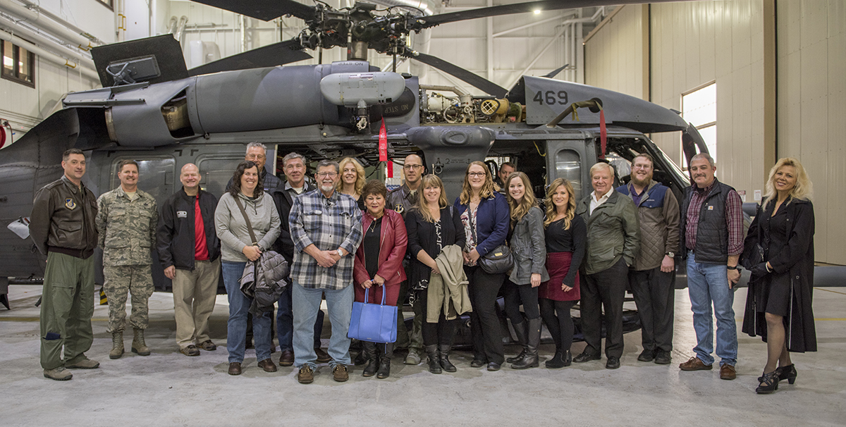 Sixteen members of the Military Affairs Commitee, Anchorage Chamber of Commerce, toured the Alaska Recue Coordination Center and one of the 176th Wing's HH-60 Pave Hawks Oct. 4, 2018, at Joint Base Elmendorf-Richardson, Alaska. Orienting community members on Alaska Air National Guard missions helps guardsmen and community members be better neighbors. (U.S. Air National Guard photo by Tech. Sgt. N. Alicia Halla/Released)