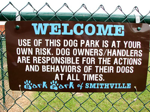 Bark Park welcome sign