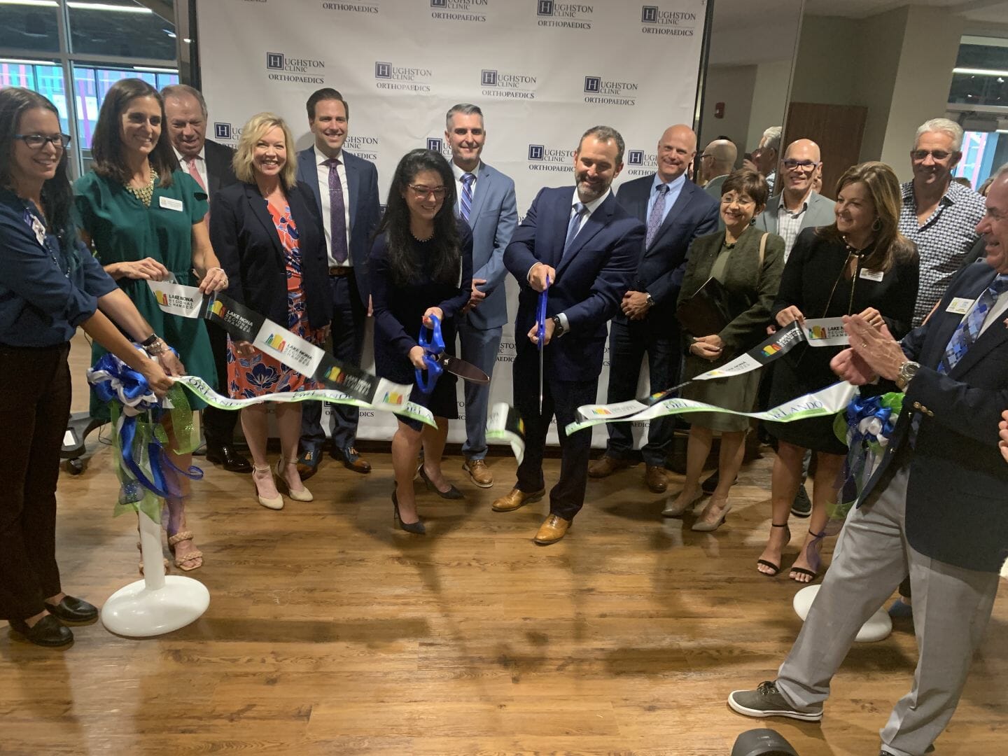 Dr. Vonda Wright and Jim Ellis cut the ribbons for the grand opening celebration of Hughston Orthpaedic Clinic Wednesday, Oct 26.