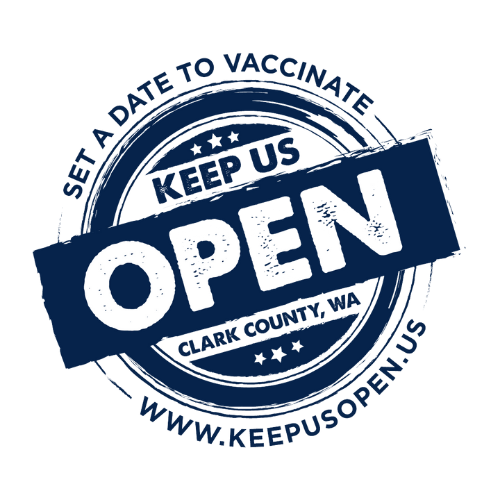 navy blue logo of the keep us open campaign