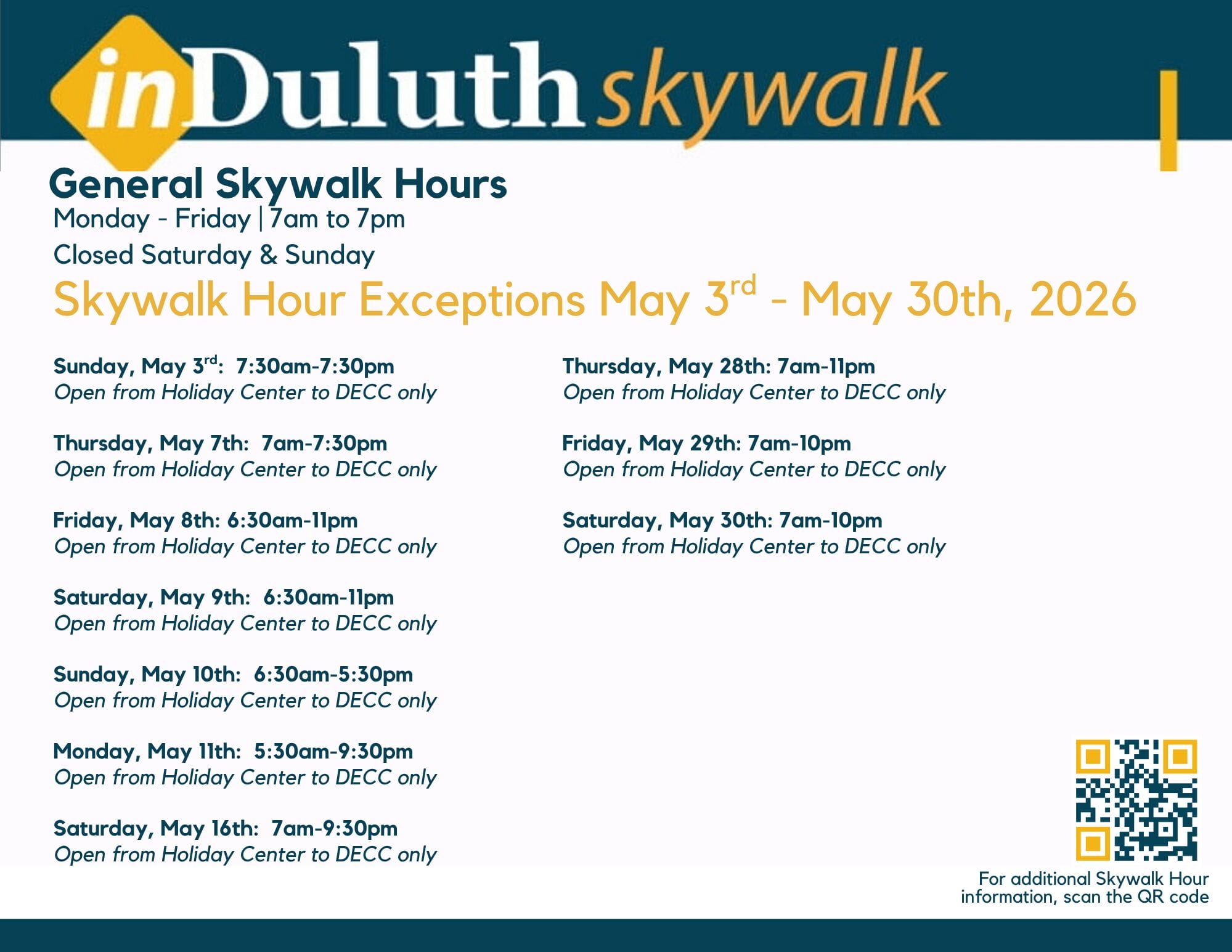 Skywalk Hours May 2026