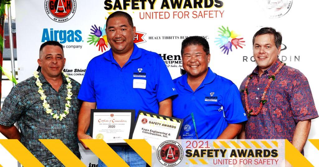 KOGA ENGINEERING & CONSTRUCTION, INC.: Utility Infrastructure 80,000 to 224,999 - AGC Zero Incident Rate, GCA Best in Category and Zero Incident Rate