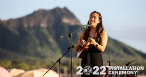 Lauren Baba entertains guests as they arrive