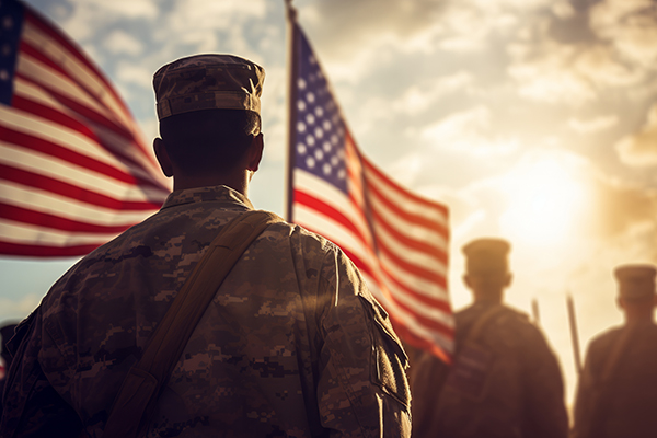 Soldier with American flag