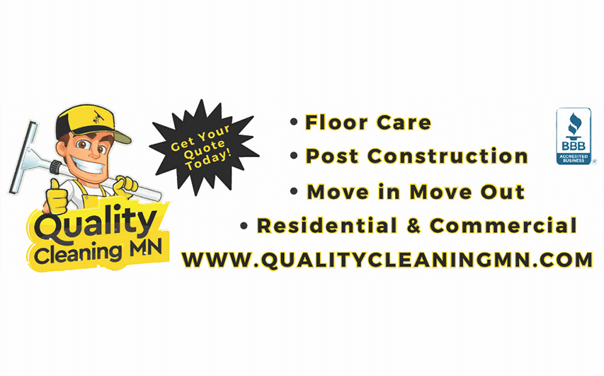 Quality Cleaning MN logo and services (floor care, post construction, move in move out, residential and commercial)