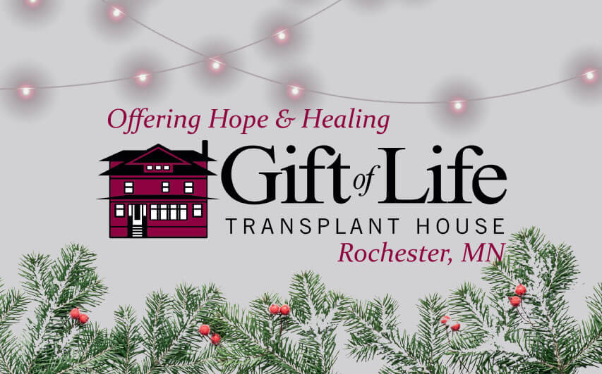 Gift of Life logo on a holiday background