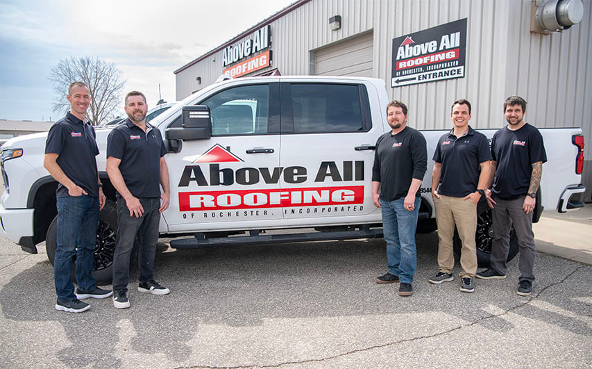 Above All Roofing Truck and Team Photo