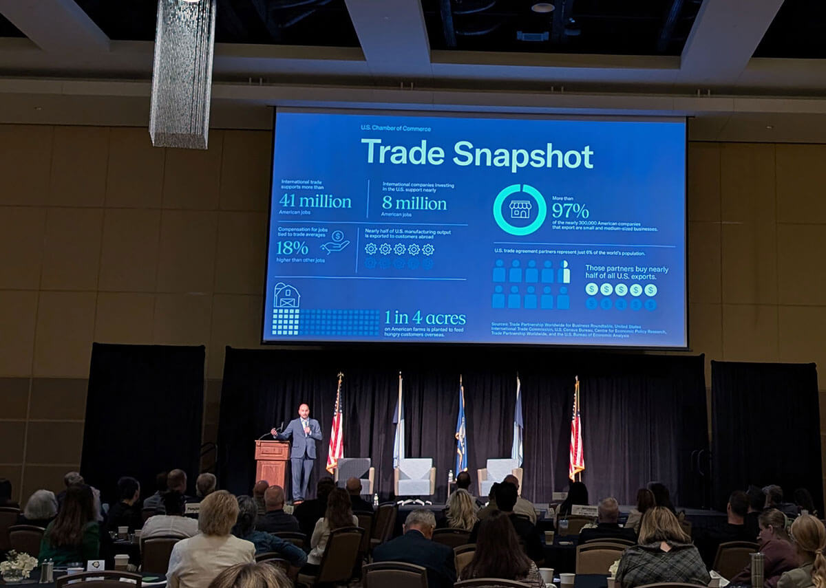 Photo of a past Eggs and Issues speaker on trade