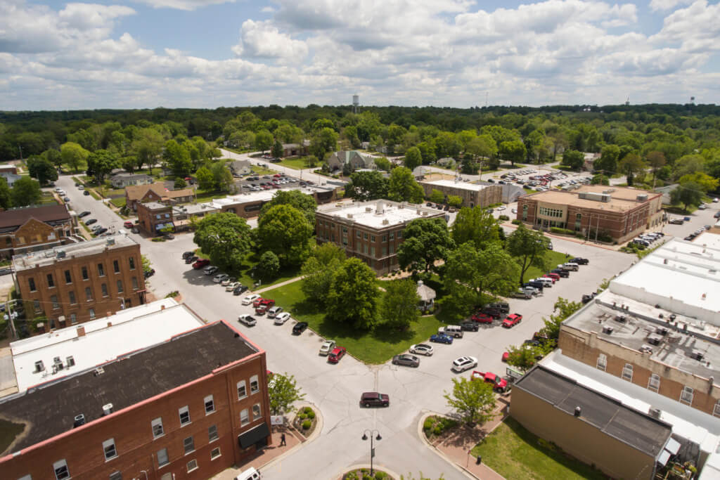 aerial of town