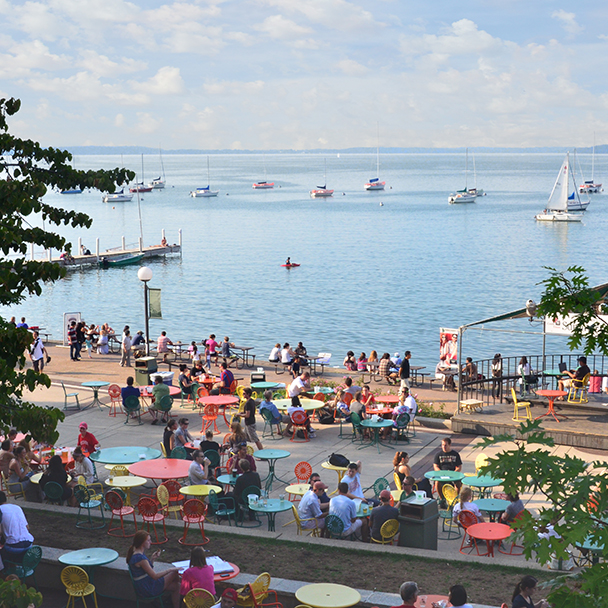 Lake Mendota in Madison, Wisconsin viewed from the Wisconsin Union on the UW campus