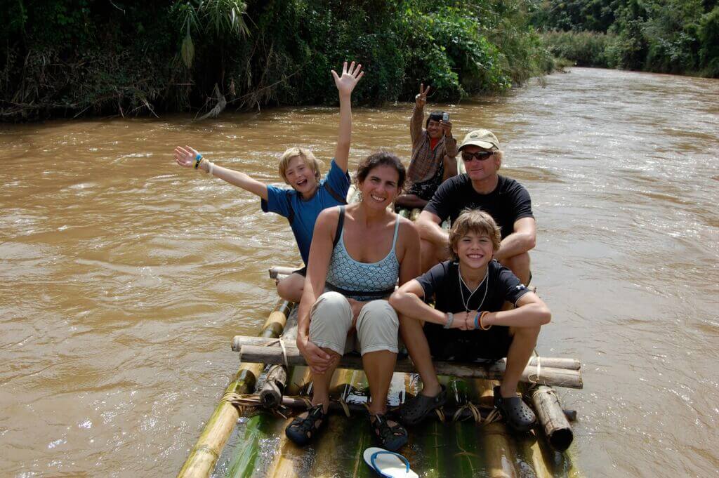 family on a raft