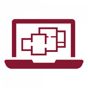 Icône d'ordinateur portable affichant des blocs modulaires représentant un concept innovant de construction numérique