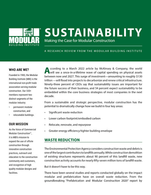 MBI's report on sustainability in modular construction