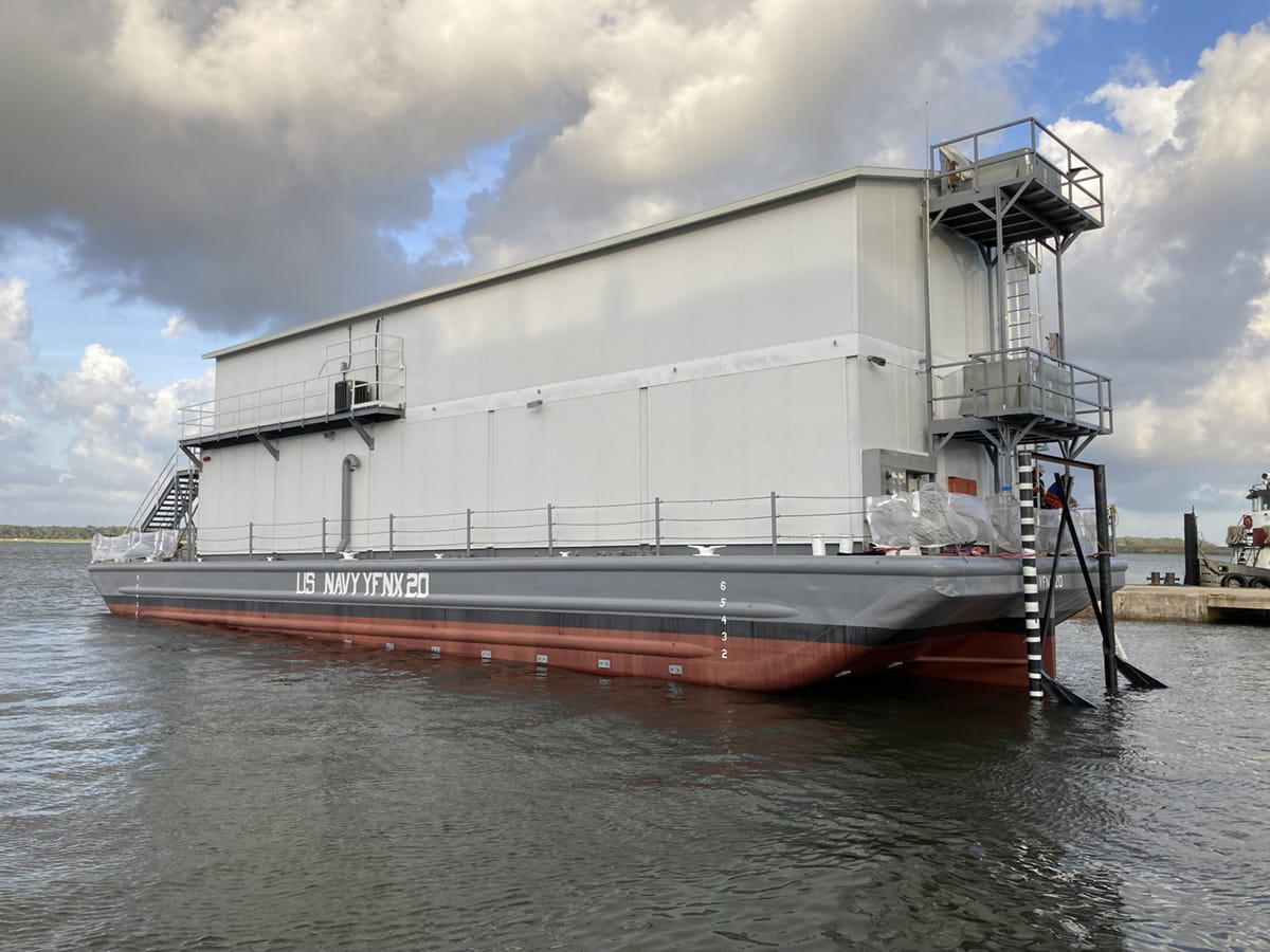 two-story U.S. Navy barge deck house