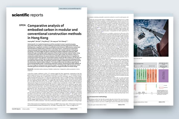 Analyse comparative du carbone incorporé dans les méthodes de construction modulaire et conventionnelle à Hong Kong