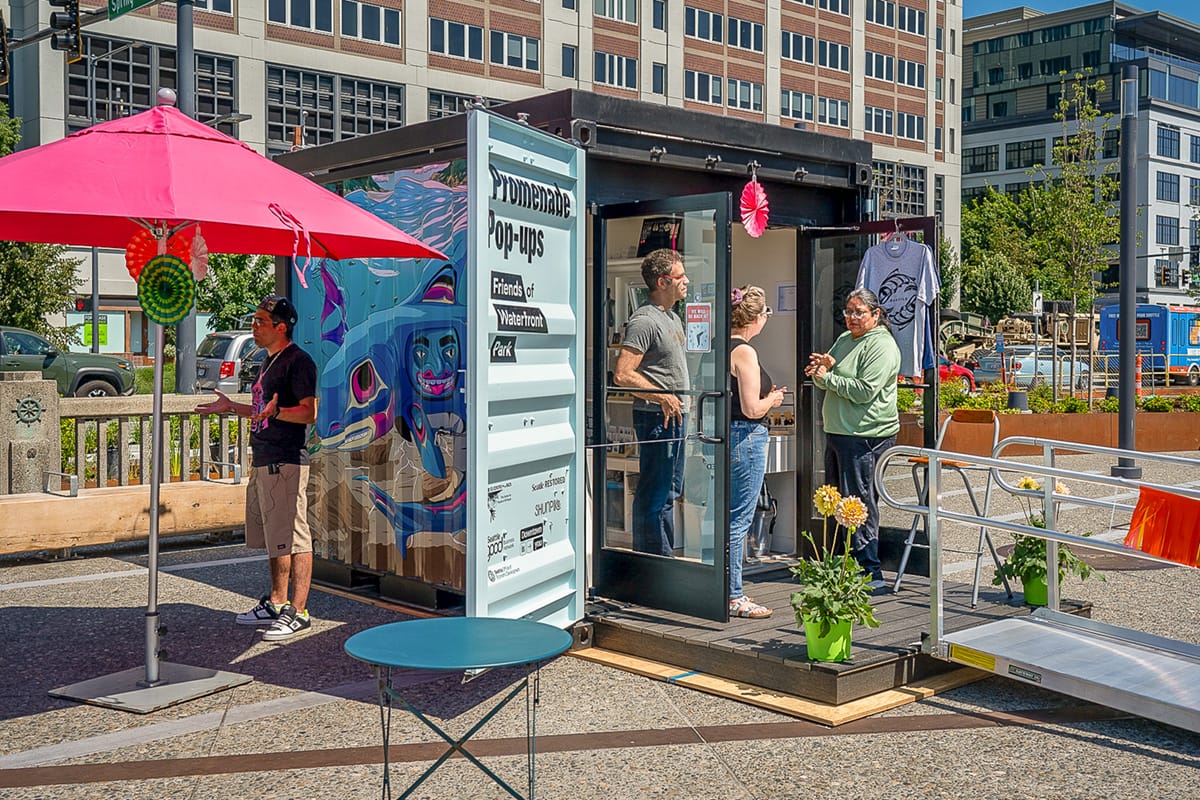 solar-powered container building in Seattle built by ROXBOX