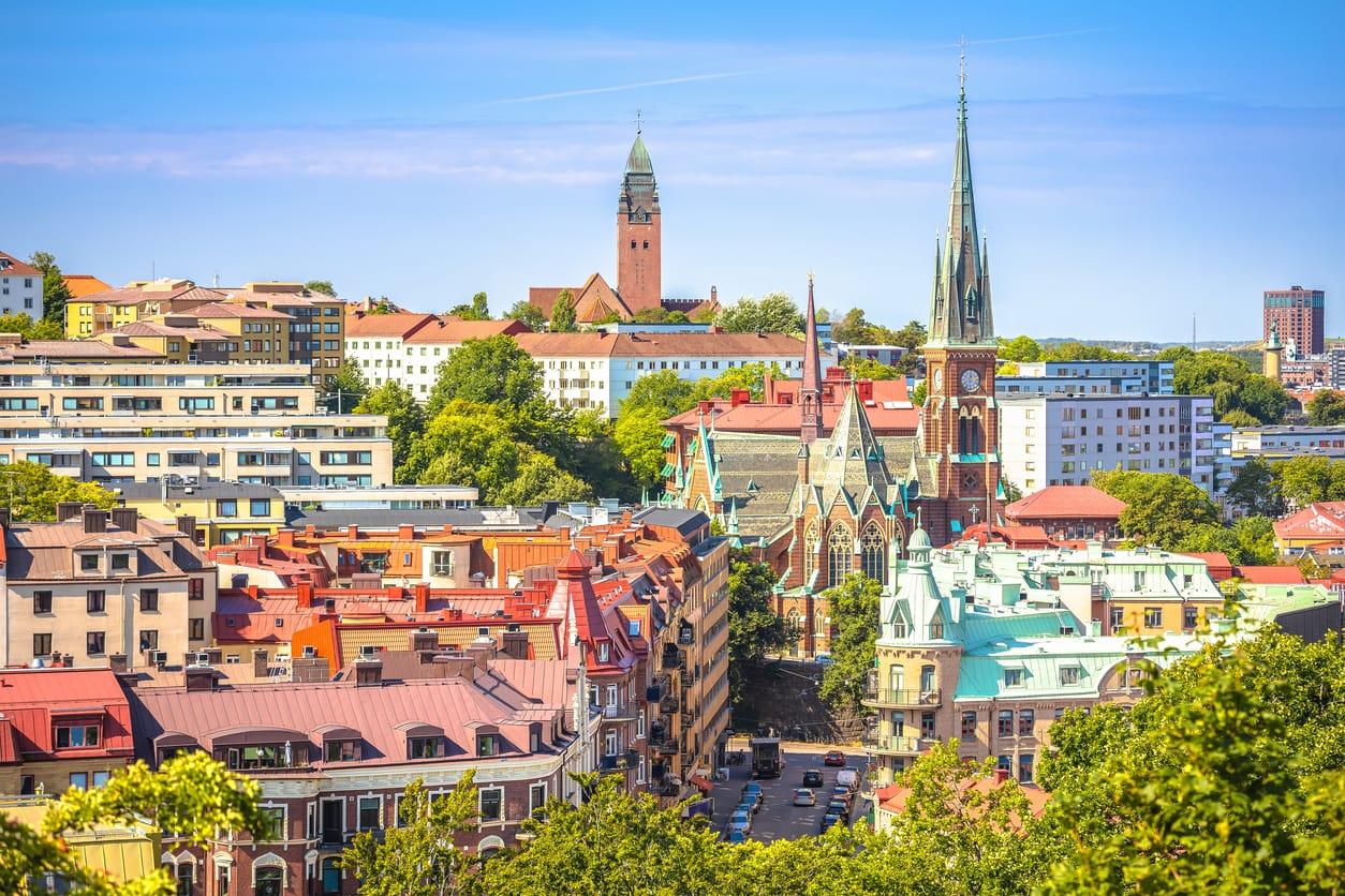 City of Gothenburg rooftops panoramic view The city of Gothenburg, Sweden, where traditional buildings are neighbors with modern, modular buildings