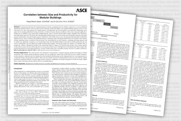 Correlation between Size and Productivity for Modular Buildings