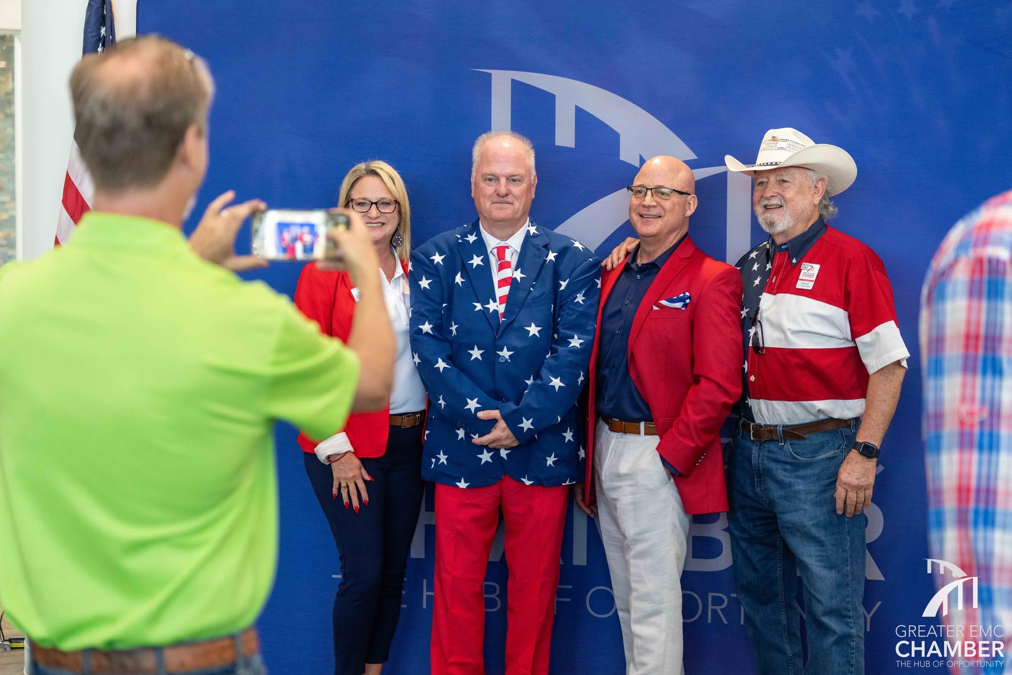 01_Patriotic Patriotism is on full display at the July luncheon, especially during the 250th birthday of the Nation.