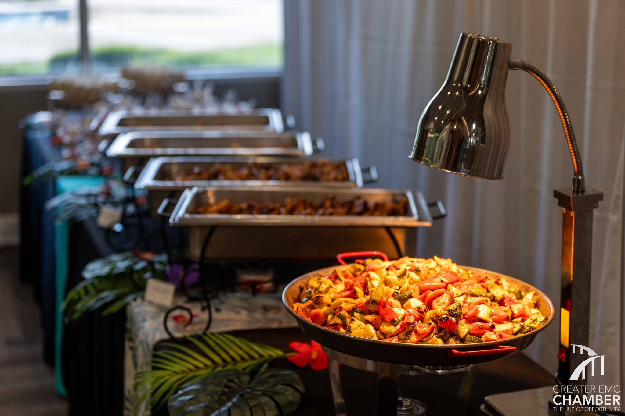 2026_07_LLL_HubPhoto_03 G&G’s Catering & Desserts designed an ornate lunch buffet inclusive of mahi-mahi, pineapple glazed chicken, chimichurri vegetables and a dessert station with various dessert options.