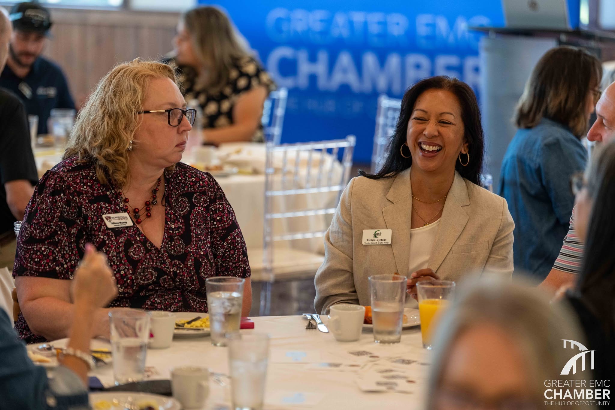 Breakfast Laughs Evelyn enjoying the camaraderie of “The Great 88” Business Networking Breakfast.