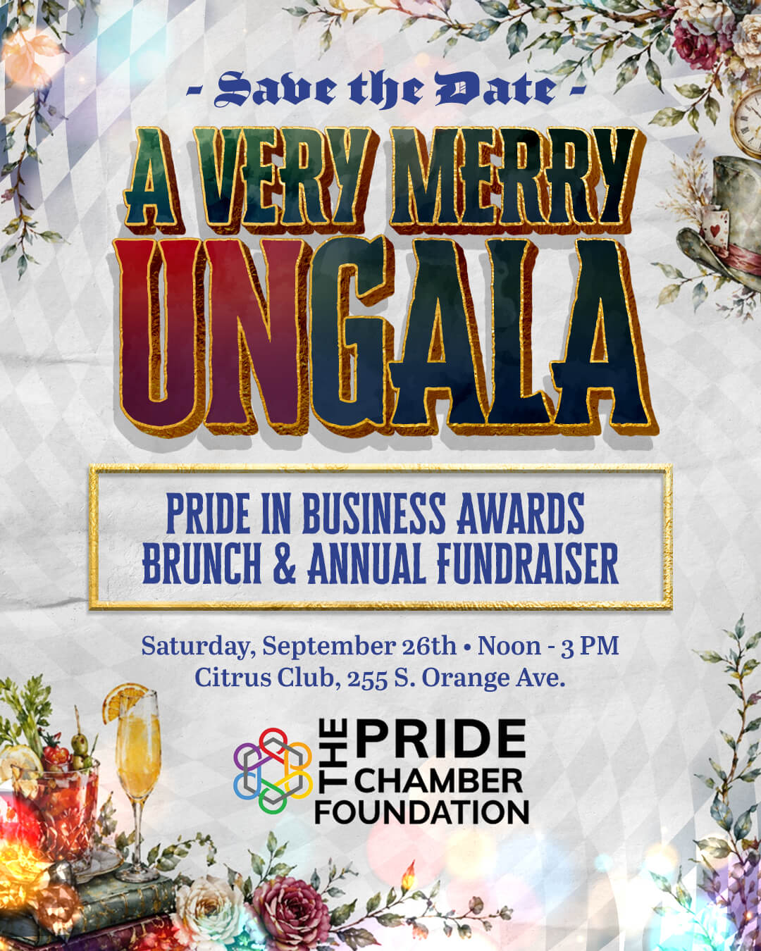 A flyer for the Very Merry UGala Presented by The Pride Chamber Foundation