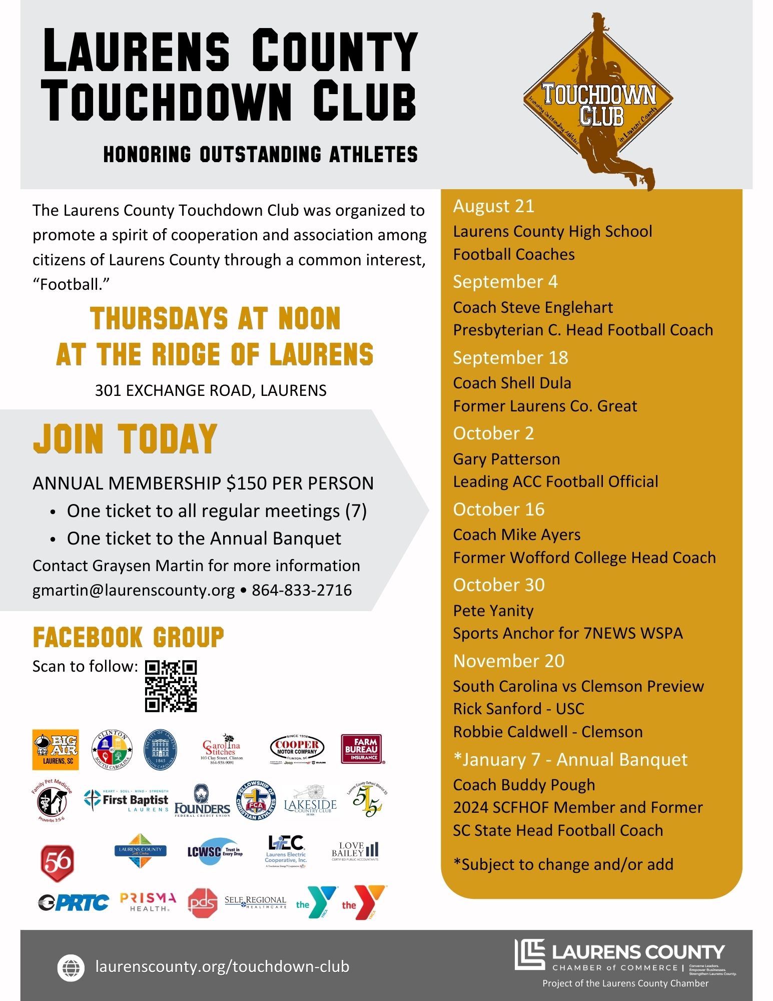 TD Club Flyer with Sponsors TD Club Flyer with Sponsors