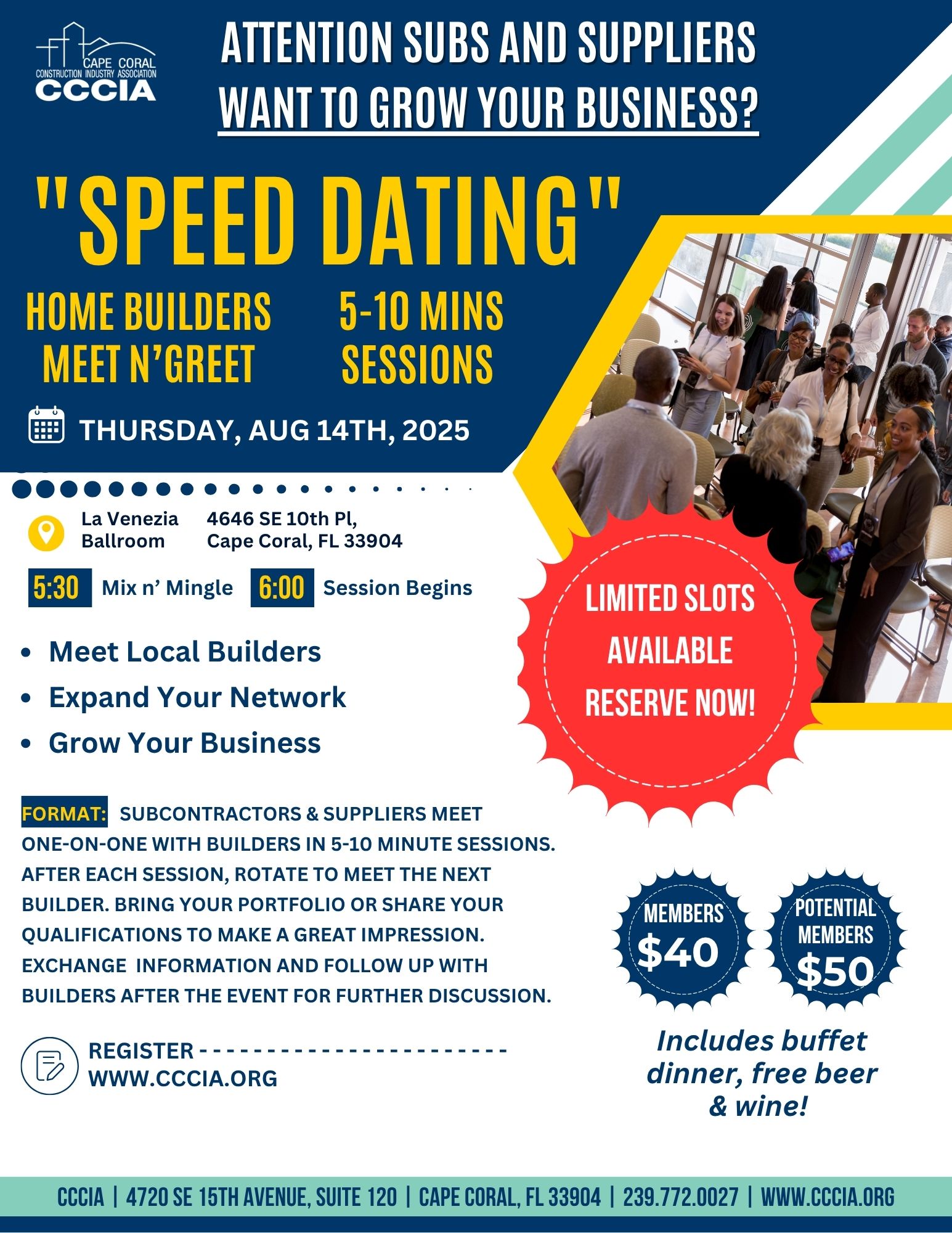 Navy and Yellow Modern Townhall Meeting Flyer