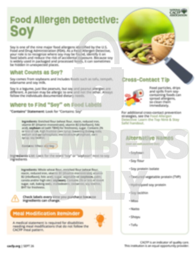 Food Allergen Detective Soy cacfp.org