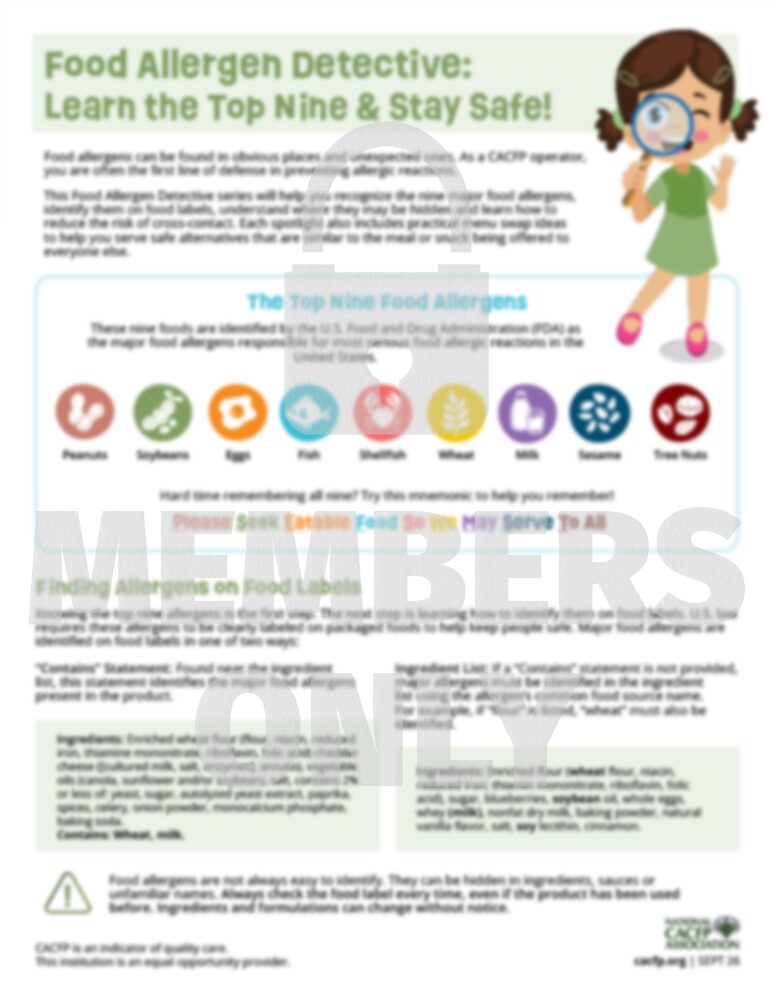 Food Allergen Detective Top Nine Blur cacfp.org