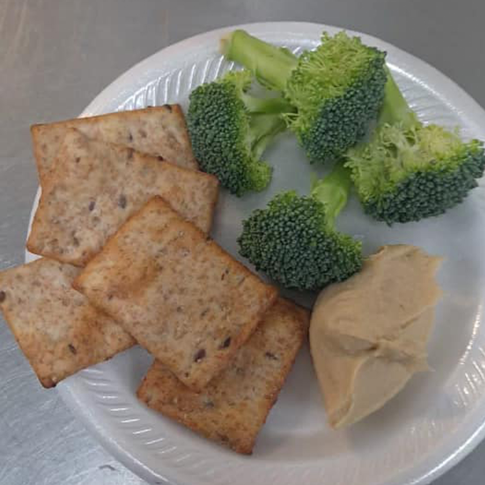 iKids Academy Hummus with veggies and crackers