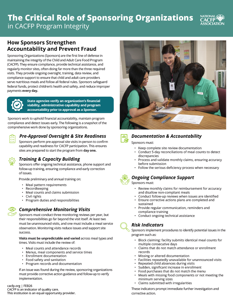 Critical Role of Sponsoring Organizaitons cacfp.org