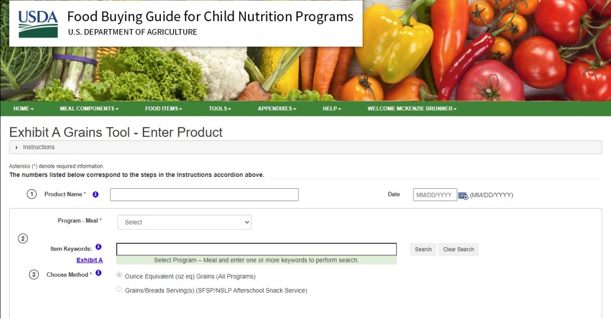 New Feature Available on the Exhibit A Grains Tool National CACFP