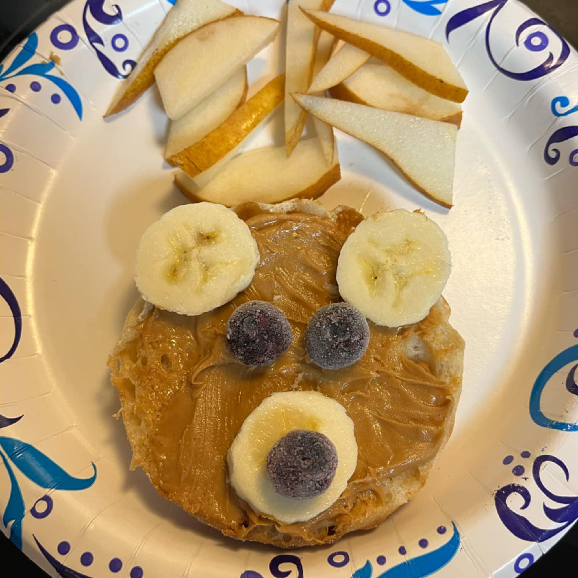 Browns Childcare English Muffin with PB and Pears