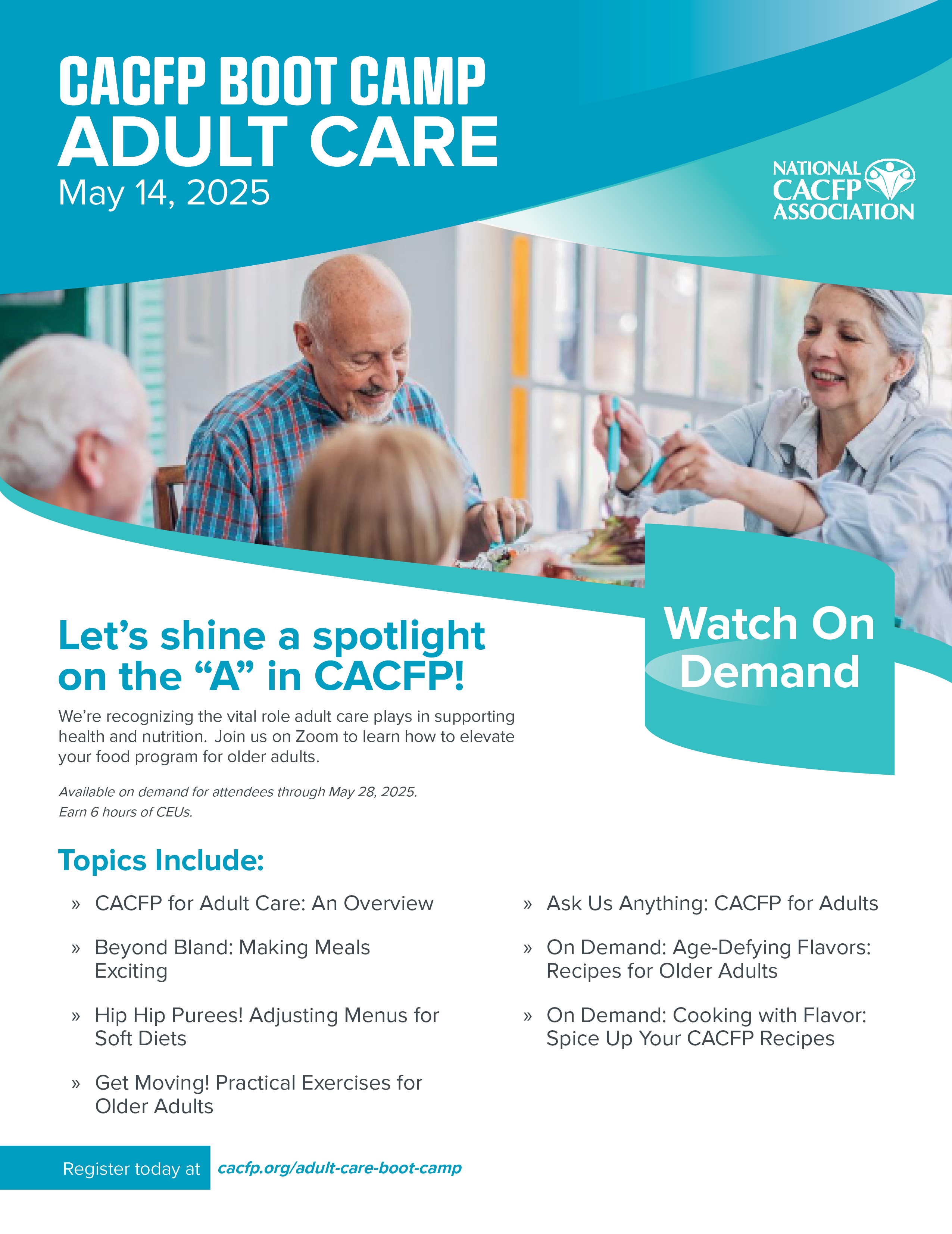 CACFP Adult Care Boot Camp Flyer Front Page