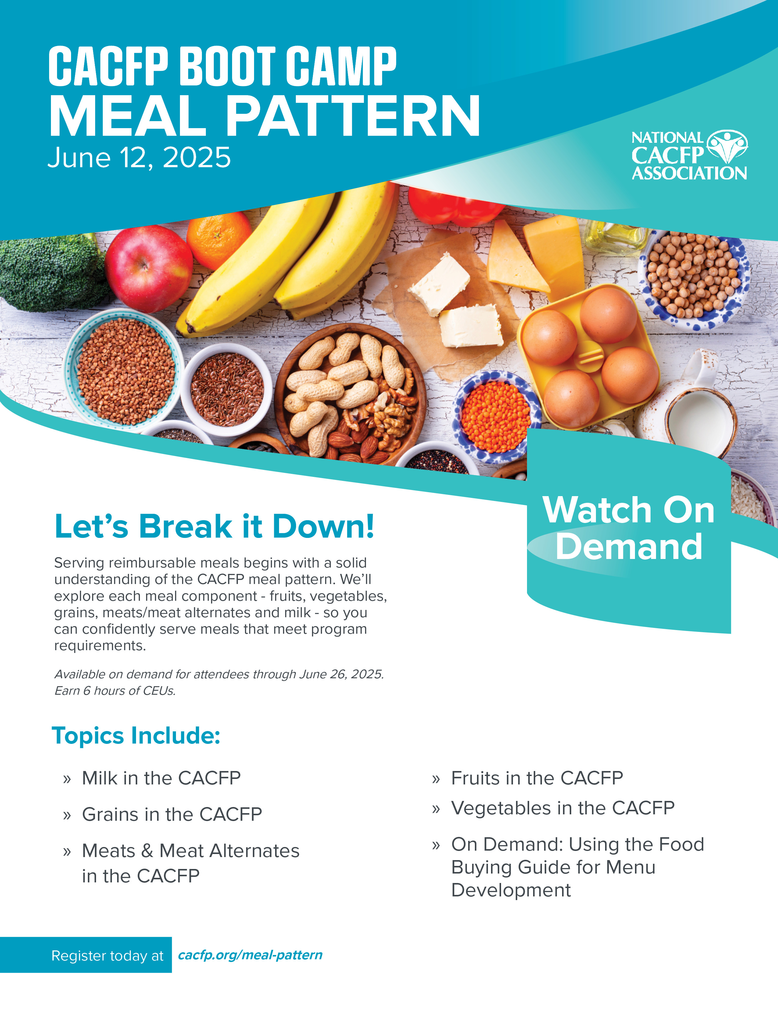 CACFP Meal Pattern Boot Camp On Demand Front Page