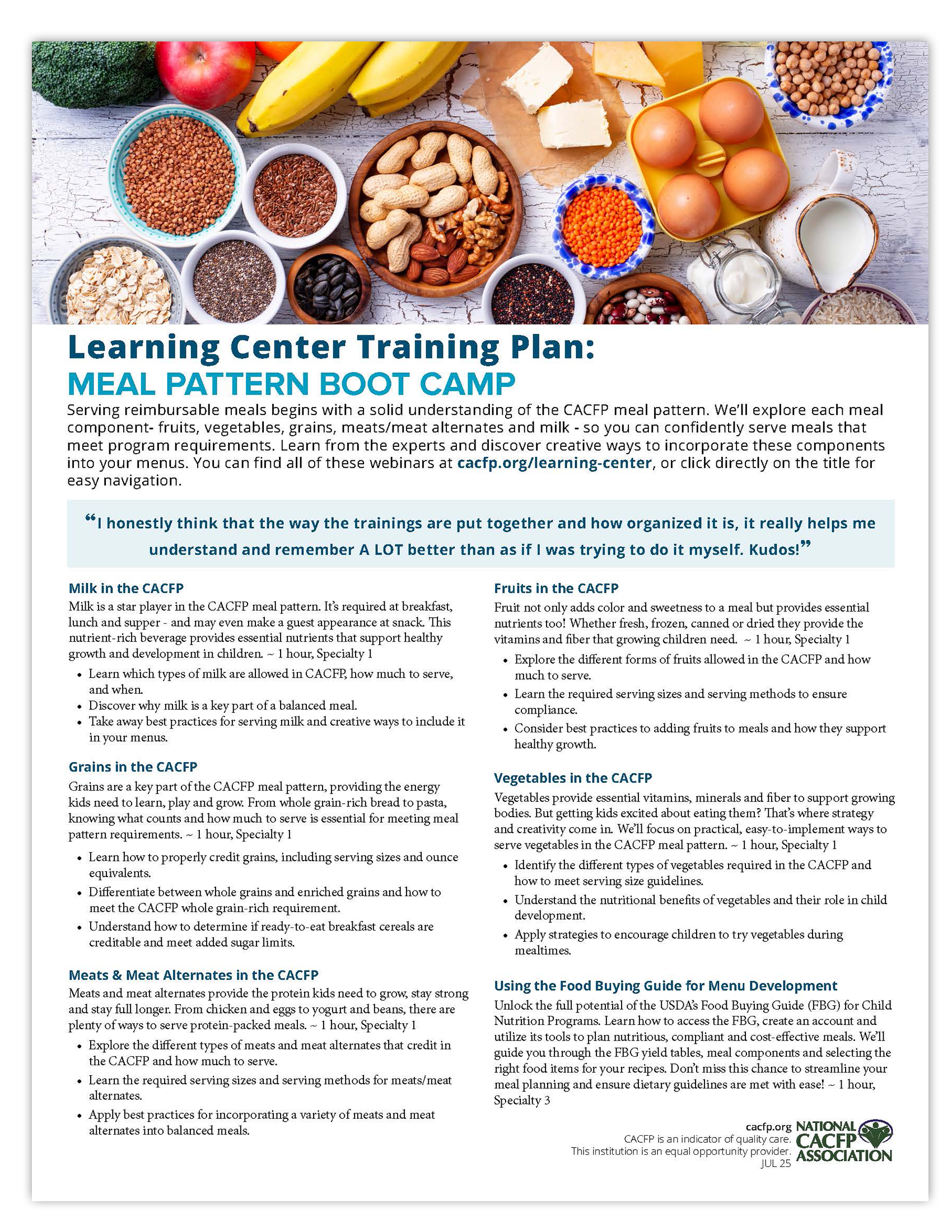 Meal Pattern Boot Camp